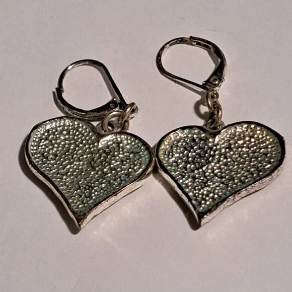 heart earrings silver and turquoise color - Picture 6 of 7